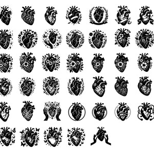 40 Floral Anatomical Heart SVG Bundle, Human Heart Clipart (Cut Files) image 2