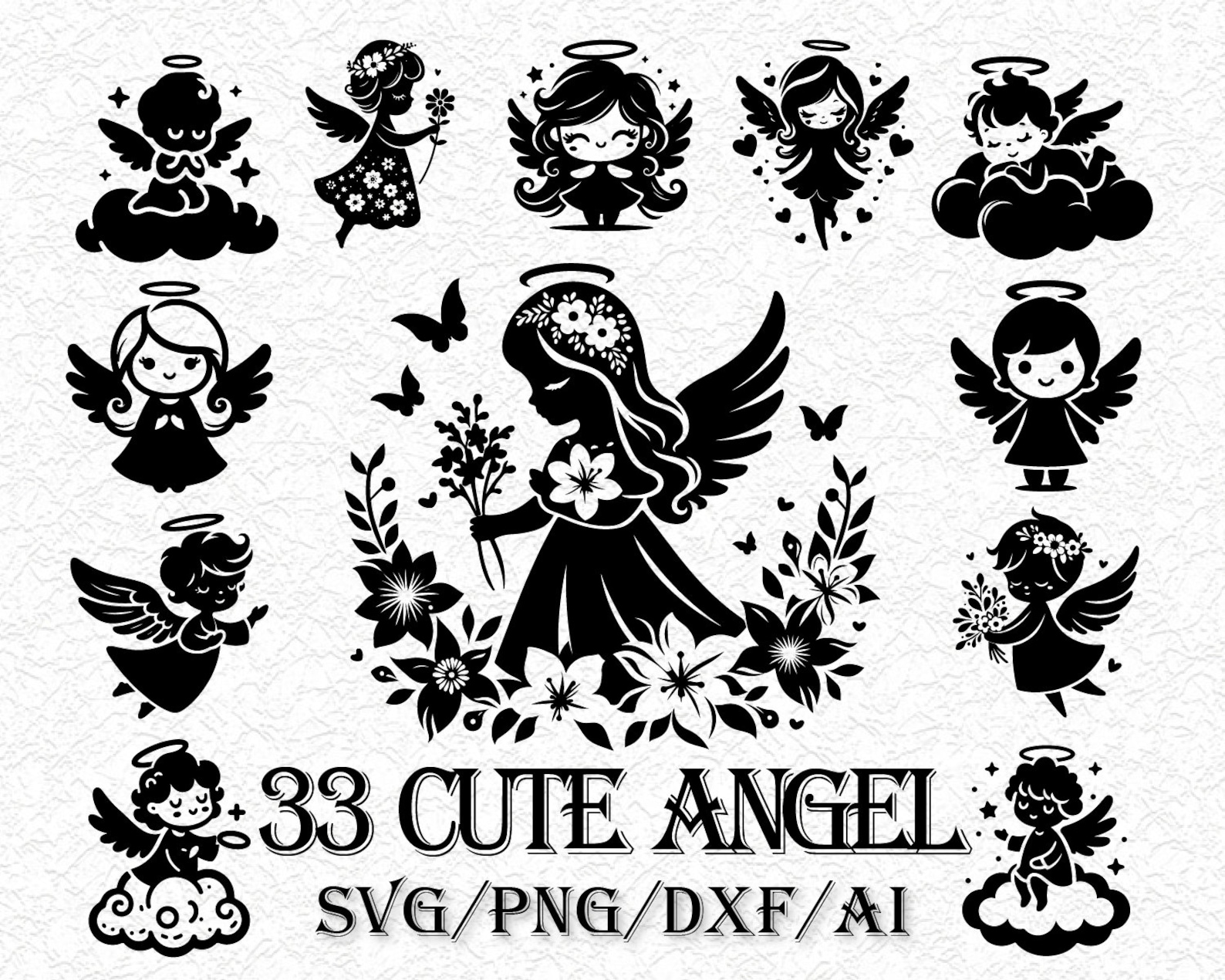 33 Cute Christmas Angels SVG Bundle, Clipart, Cut Files - Etsy