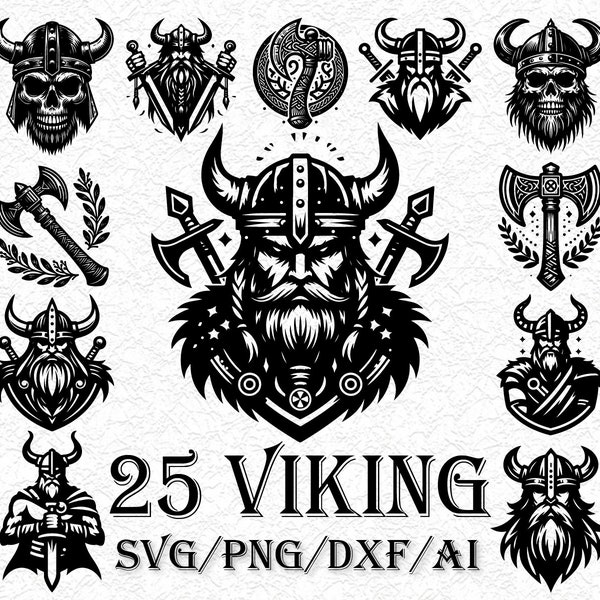 25 Viking Ultimate SVG PNG Bundle, Vector Files for Laser Cutting, Cricut, Crafting, Tattoos etc, Norse Gods, Celtic Knots, Commercial Use