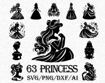 Magical Princess SVG Bundle, Fairytale Royal Girl Cut File for Cricut, Cute Princess Clipart, Fantasy Kingdom Vector, Shirt Design, PNG dxf