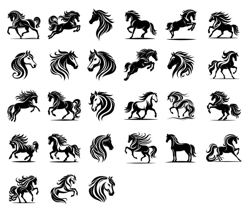 Stallion Svg Simple 27 Horse SVG Bundle, Silhouette Cut Files (digital Download) - Etsy