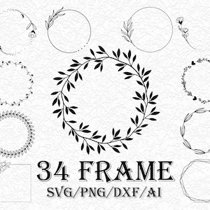 34 Floral frame svg Rectangle frame svg Wedding frame svg Leaves frame svg Floral border svg Wedding border svg Botanical frame png Floral