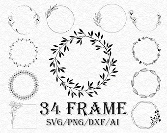 Floral Frame SVG Bundle: Wedding & Botanical Borders (Digital Files)