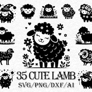 35 Cute Lamb Svg, Lamb Png, Lamb Clipart png, Lamb Vector, Lamb Silhouette, Cute Sheep Svg, Sheep Clipart png, Sheep Vector, Farm Animal Svg