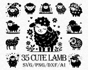 35 Cute Lamb Svg, Lamb Png, Lamb Clipart png, Lamb Vector, Lamb Silhouette, Cute Sheep Svg, Sheep Clipart png, Sheep Vector, Farm Animal Svg