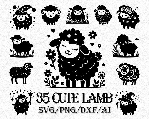 35 Cute Lamb Svg, Lamb Png, Lamb Clipart png, Lamb Vector, Lamb Silhouette, Cute Sheep Svg, Sheep Clipart png, Sheep Vector, Farm Animal Svg