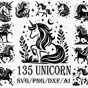 135 Unicorn SVG, Unicorn head Svg, Unicorn Clip Art, Unicorn Face SVG, Cute Unicorn SVG, Cricut, Silhouette Cut File Chevrons