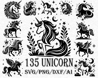 135 Unicorn SVG, Unicorn head Svg, Unicorn Clip Art, Unicorn Face SVG, Cute Unicorn SVG, Cricut, Silhouette Cut File Chevrons