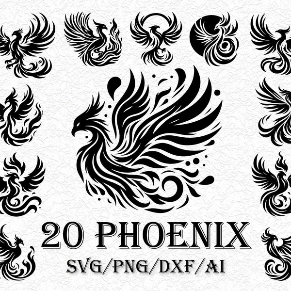 20 Phoenix svg, Phoenix Png, Phoenix Bird, Phoenix Art, Phoenix design, Svg Files For Cricut, Png, Phoenix Silhouette Svg, Bird Svg, Phoenix