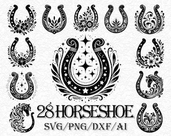 28 Hufeisen Cut-Datei, Hufeisen Png, Cowboy, Cowgirl Vektor Clipart, Western SVG, Pferde Liebhaber SVG, Cricut Silhouette Schablone