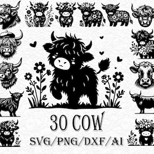 30 Cow svg, Baby cow svg, Cow clipart, Cute Cartoon Cow, Great for nursery or baby shower SVG, Cute Cow SVG, Silhouette Cut Files
