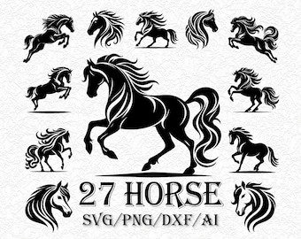 27 Horse SVG Bundle, Silhouette Cut Files (Digital Download)