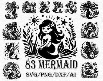 Baby Mermaid SVG Bundle, Little Mermaid Clipart (Digital Download)