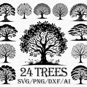24 Pacote de Árvore da vida Svg, Clipart de Árvore da vida, Silhueta de árvore, arquivos de corte de árvore Svg para Cricut, Árvore da vida celta svg, árvore genealógica svg,