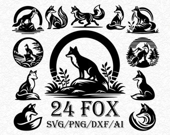 24Baby Fox SVG, Fox Outline SVG, Woodland Animals Svg, Cute Fox Svg, baby fox clip art, Nursery Animal Silhouette Cricut, Instant download