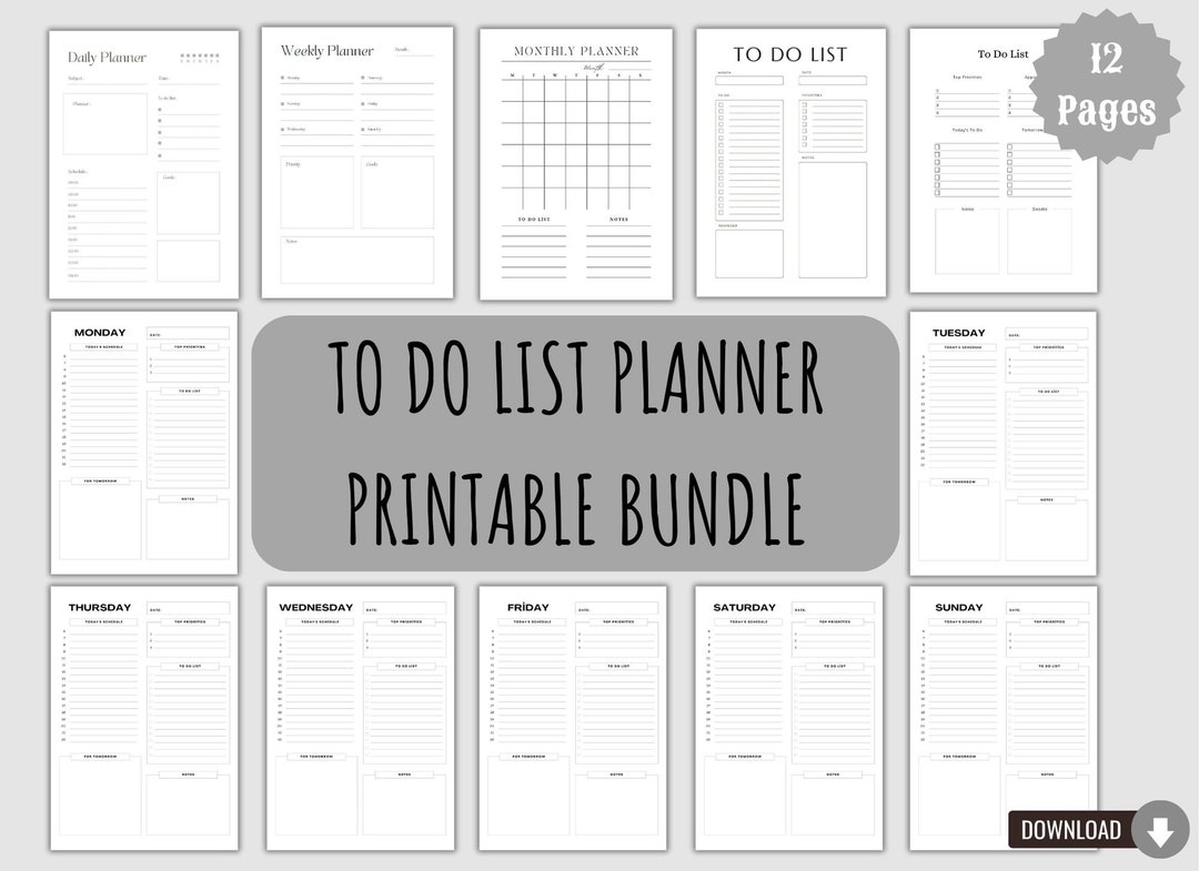PRİNTABLE PDF Weekly &amp; Monthly Planners EDITABLE Weekly - Etsy