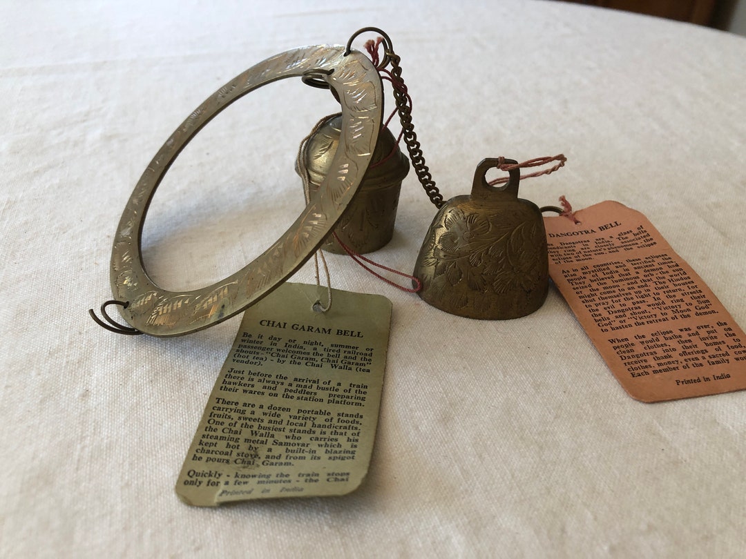 Vintage Lot of 2 Bells of Sarna Brass India Engraved Dangotra Etsy
