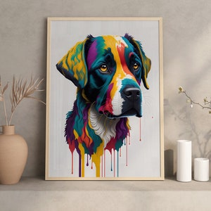 Splash Art Dog Print Digital Art Download for Colorful Home Decor Vibrant Dog Artwork for Nursery Colorful Instant Download Printable