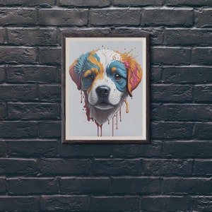 Splash Art Dog Print Digital Art Download for Colorful Home Decor Vibrant Dog Artwork for Nursery Colorful Instant Download Printable