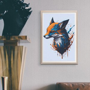 Splash Art Fox Print Digital Art Download for Colorful Home Decor Vibrant Fox Artwork for Nursery Colorful Instant Download Printable