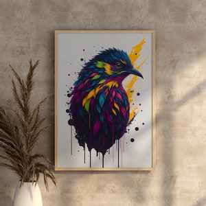 Splash Art Bird Print Digital Art Download for Colorful Home Decor Vibrant Bird Artwork for Nursery Colorful Instant Download Printable