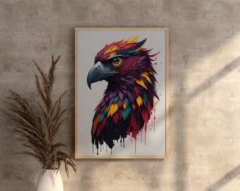 Splash Art Eagle Print Digital Art Download for Colorful Home Decor Vibrant Eagle Artwork for Nursery Colorful Instant Download Printable