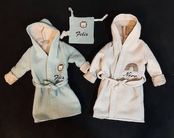 Hooded bathrobe personalized on request