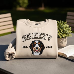 Personalized Pet Portrait Sweatshirt, Custom Embroidered Dog Cat Face from Photo, Unique Pet Lover Gift Crewneck