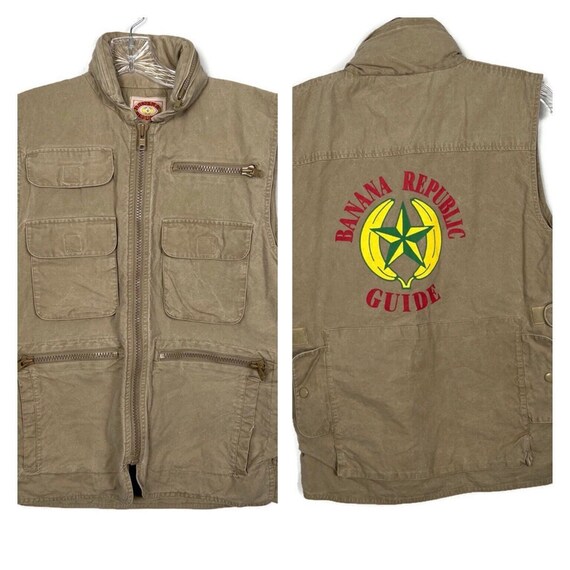 Banana Republic Vest Mens XS VTG Safari Cargo Pho… - image 1