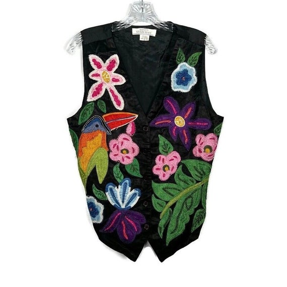 Sandy Starkman Vest Women M Vintage Wearable Art T