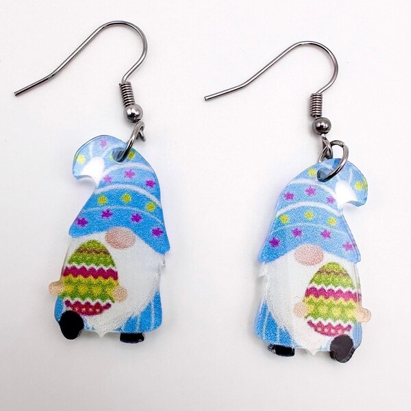 Easter Egg Gnome Dangle Earrings for Easter Gnome Jewelry Cute Easter Gnome Accessory Colorful Easter Pendum Earrings With Gift Option