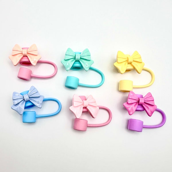 Cute Bow Straw Topper for Tumbler Reusable Straw Topper Ribbon Bow Straw Cover for Tumbler Accessories Silicone Bow Straw Topper for Tumbler