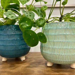 New blue and  mint green ceramics indoor pot set/ indoor outdoor plant decoration/pottery/cactus planter/ plant lover/ garden/