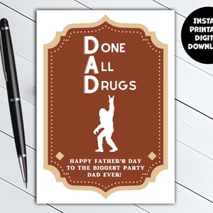 Printable Party Dad Father&#39;s Day Card | Funny 5X7 Greeting Card | Instant Digital Download