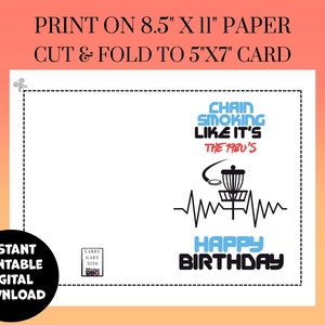 Printable Disc Golf Birthday Card - 5X7 - Etsy