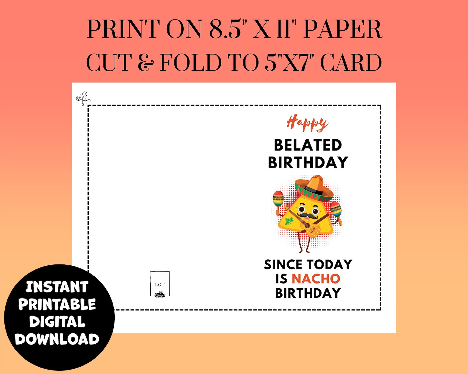 Printable Funny Belated Birthday Card - 5X7 - Etsy