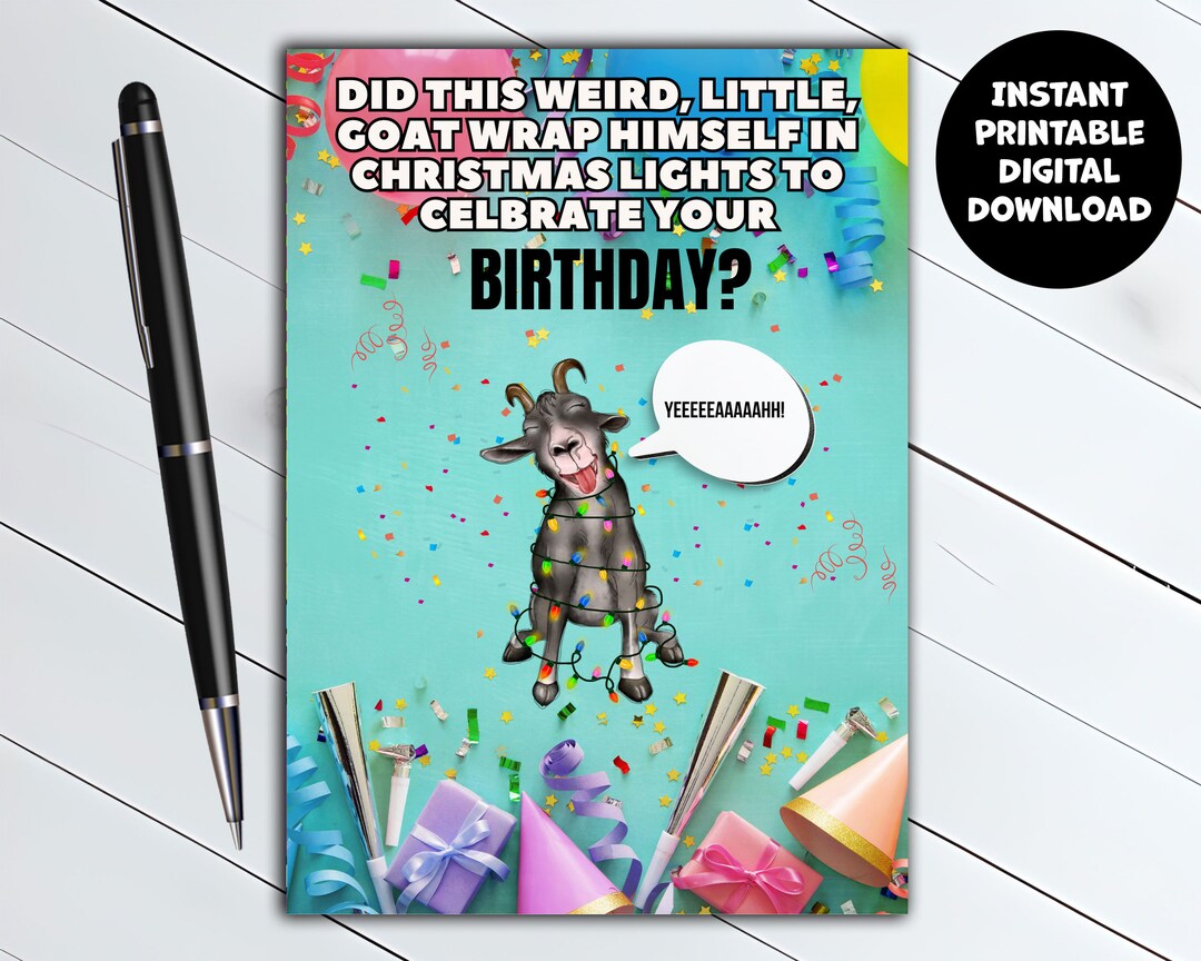 Printable Funny Goat Birthday Card 5X7 - Etsy