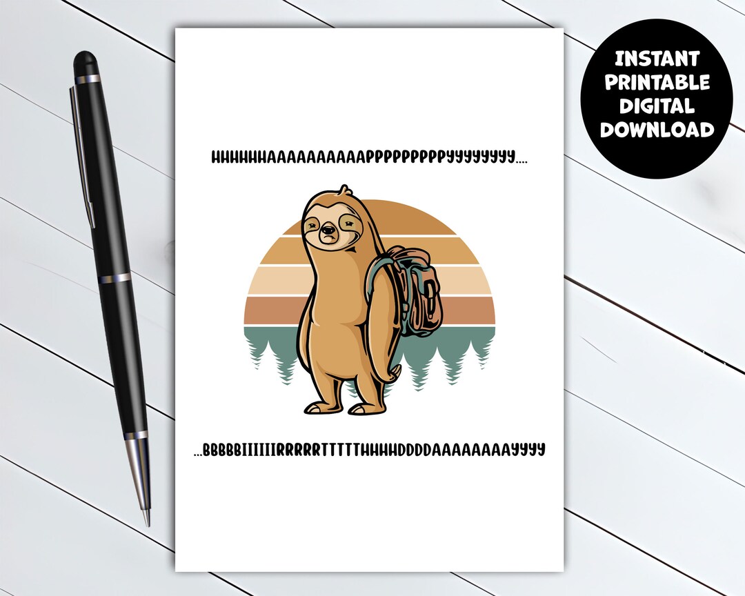 Printable Sloth Birthday Card Instant Digital Download - Etsy