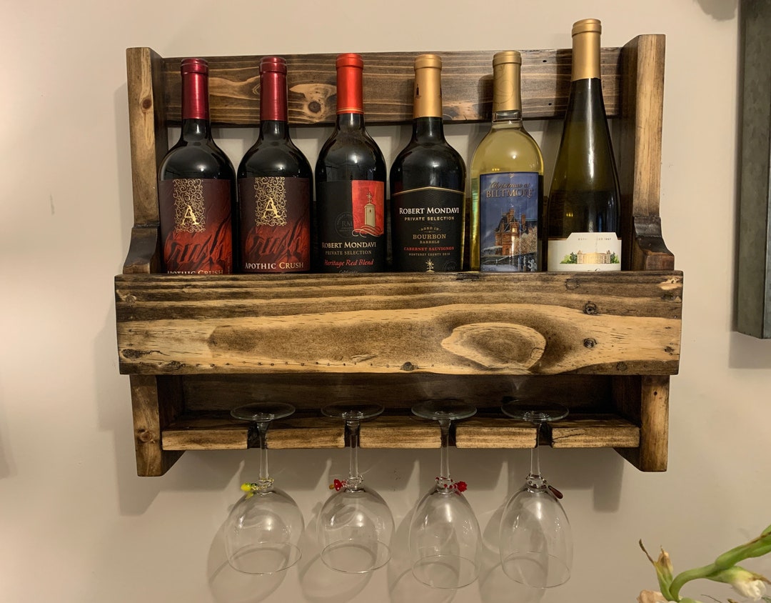 Handmade Rustic Wall-mounted Wine Rack - Etsy