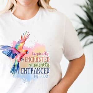 This is a beautiful watercolor exotic parrot shirt for a bird lover. Birds shirt for vacation, parrot shirt, parrot t shirt, parrot mama tee