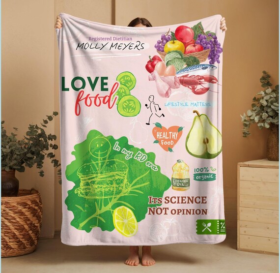 Dietitian Blanket • Custom Name Personalized Throw • Softest Blanket for Nutritionist • Holistic Dietitian Gift & Cozy Nutritionist Decor
