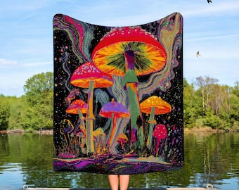 Psychedelic Tapestry, Mushroom Blanket, Tapestry Psychedelic Tree