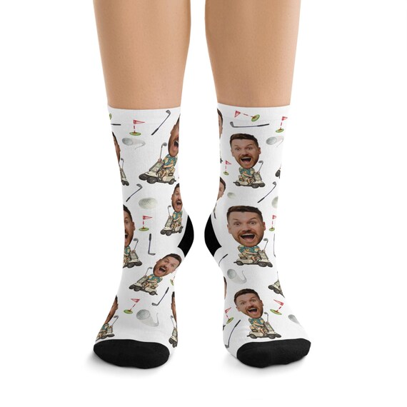 golf socks, custom socks with face, fathers day golf gifts, golf bachelor party, golf coach gift, golfer birthday gift, groomsmen golf gifts