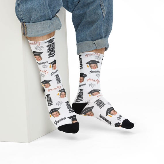 Custom Graduation Socks, Custom Face Socks, Graduation Gift for Him, Grad Socks, Personalized Graduation Socks, Grad Gifts for class of 2025