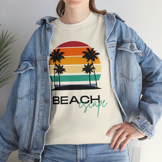 beach escape shirt, Retro sunset summer shirt, beach shirt, retro sunset shirt, beach vacation shirts, nature shirt, vintage tshirt