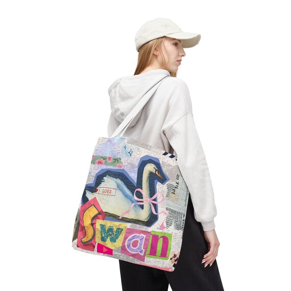 swan gift tote, swan bag, gift for her, shoulder bag, travel tote bag, cute tote bags, ballet tote, valentine gift, balletcore, White swan