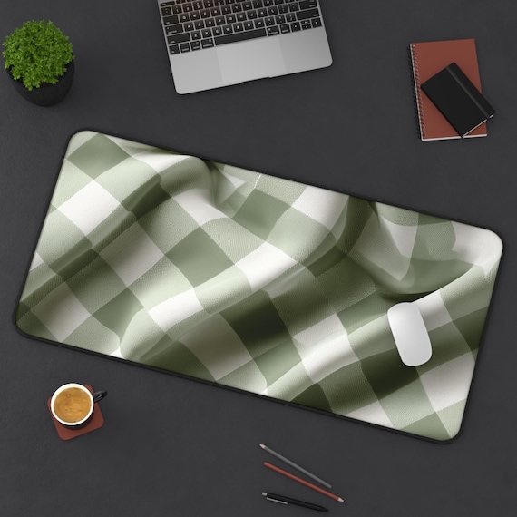 Gingham Desk Mat, Large Checkered Mouse Pad, Plaid Desk Pad, Gaming Keyboard Mat, Modern Office Desk Cover, Cute Grid Desk Mat