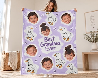 Custom photo blanket, Personalized Grandma Blanket, Nana Gift from Grandkids, grandma photo blanket, Customizable Blanket
