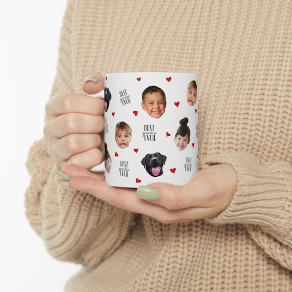 Personalized Coffee Mug With Photo, Custom Photo Mug, Custom Grandma/grandpa Coffee Mug With Baby Faces, Grandma/grandpa Gift, Customizable