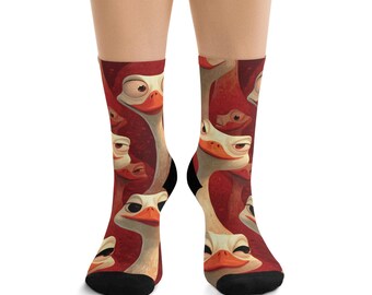 Funny Socks for Men Women – Animal Face Ostrich Socks – Cool Novelty Socks, Gift Socks, Statement Crew Socks for Everyday Wear